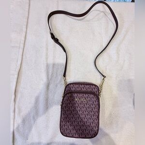 Michael Kors Burgundy Crossbody Bag with Gold Accents